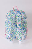 Blue Floral Character French Knot Ruffle Backpack Aaria Tees
