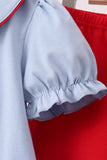 Blue Apple Appliqué Ruffle Set Aaria Tees