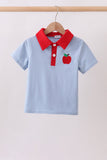 Blue Apple Appliqué Shirt Aaria Tees