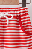 Red Stripe Apple Embroidered Set Aaria Tees