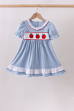 Blue Apple Embroidered Dress Aaria Tees