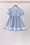 Blue Apple Embroidered Dress Aaria Tees