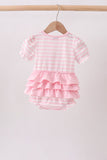 Pink Stripe Apple Book Applique Bubble Aaria Tees