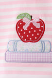 Pink Stripe Apple Book Applique Bubble Aaria Tees