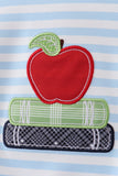 Blue Stripe Apple Book Appliqué Bubble Aaria Tees
