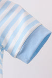 Blue Stripe Apple Book Appliqué Bubble Aaria Tees
