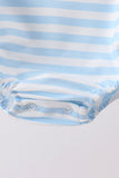 Blue Stripe Apple Book Appliqué Bubble Aaria Tees