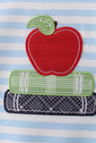 Blue Stripe Apple Book Appliqué Romper Aaria Tees