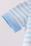 Blue Stripe Apple Book Appliqué Romper Aaria Tees