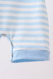 Blue Stripe Apple Book Appliqué Romper Aaria Tees