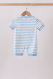 Blue Stripe Apple Book Appliqué Romper Aaria Tees