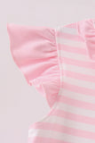 Pink Stripe Apple Book Appliqué Dress Aaria Tees
