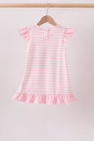 Pink Stripe Apple Book Appliqué Dress Aaria Tees