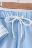Blue Stripe Apple Book Appliqué Set Aaria Tees