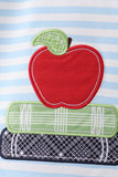 Blue Stripe Apple Book Appliqué Set Aaria Tees
