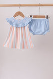 Seashell Stripe Embroidered Bloomer Set Aaria Tees
