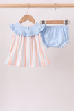 Seashell Stripe Embroidered Bloomer Set Aaria Tees