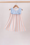 Seashell Stripe Embroidered Dress Aaria Tees