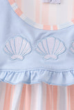 Seashell Stripe Embroidered Dress Aaria Tees