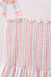 Multicolored Stripe Smocked Tiered Women Dress Aaria Tees