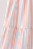 Multicolored Stripe Smocked Tiered Women Dress Aaria Tees