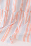 Multicolored Stripe Smocked Tiered Women Dress Aaria Tees