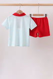 Red Bus Embroidered Set Aaria Tees