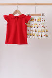 Red Bus Embroidered Skorts Set Aaria Tees