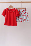 Red School Apple Skorts Set Aaria Tees