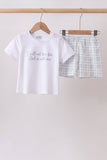 Blue Faith Quote Embroidered Shorts Set Aaria Tees