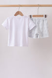 Blue Faith Quote Embroidered Shorts Set Aaria Tees