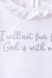 Blue Faith Quote Embroidered Ruffle Shorts Set Aaria Tees
