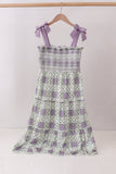 Purple Floral Smocked Women Dress Aaria Tees
