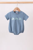 Blue Farm Tractor Embroidered Bubble Aaria Tees
