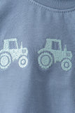 Blue Farm Tractor Embroidered Bubble Aaria Tees