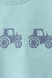 Blue Farm Tractor Embroidered Set Aaria Tees