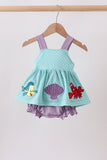 Blue under the sea Embroidered Bubble Aaria Tees