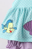 Blue under the sea Embroidered Bubble Aaria Tees