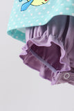 Blue under the sea Embroidered Bubble Aaria Tees
