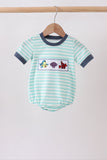 Blue stripe under the sea Embroidered Bubble Aaria Tees