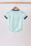 Blue stripe under the sea Embroidered Bubble Aaria Tees