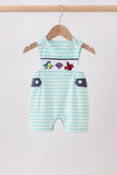 Blue stripe under the sea Embroidered Jon Jon Aaria Tees