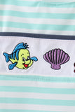 Blue stripe under the sea Embroidered Jon Jon Aaria Tees