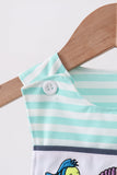 Blue stripe under the sea Embroidered Jon Jon Aaria Tees