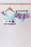 Blue under the sea Embroidered UPF Swim Set Aaria Tees