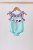 Blue under the sea Embroidered UPF Swim One-Piece Aaria Tees