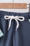 Blue Stripe under the sea Embroidered Set Aaria Tees
