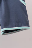 Blue Stripe under the sea Embroidered Set Aaria Tees