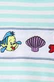 Blue Stripe under the sea Embroidered Set Aaria Tees