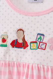 Pink Pencil ABC embroidery gingham bloomer set Aaria Tees